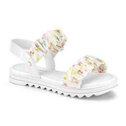 Sandálias Infantil Bibi Flat Form Feminina Branca com Estampa Fresh Flowers - 1059234