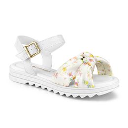 Sandálias Infantil Bibi Flat Form Feminina Branca com Estampa Fresh Flowers - 1059238