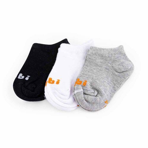 Meia Infantil Soquete Unissex Bibi 3 pares Branca/Cinza/Preta 1180001