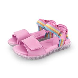 Sandália Infantil Feminina Bibi Summer Roller Sport Rosa Estampa Colorida 1103174