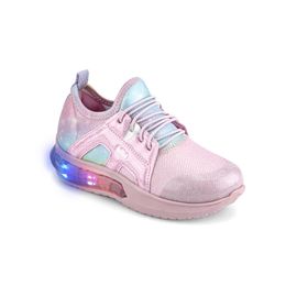 Tênis Infantil de Luz Feminino Rosa Arco-Íris com Elástico Bibi Space Wave 3.0