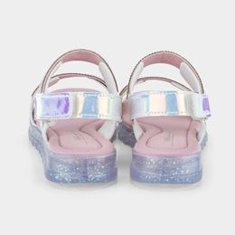 Sandália Infantil Bibi Tratorada Holográfica com Velcro Flat Form II