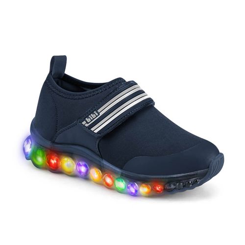 Tênis Infantil de Luz Masculino Azul Liso com Velcro Bibi Roller Celebration