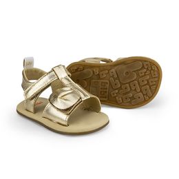 Sandália Infantil Bibi Dourada com Laço Estampado Afeto V