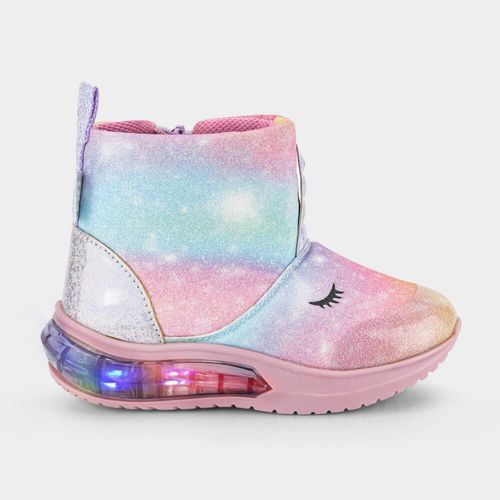 Bota Infantil de Luz Bibi Rosa com Arco-Íris Space Wave 3.0