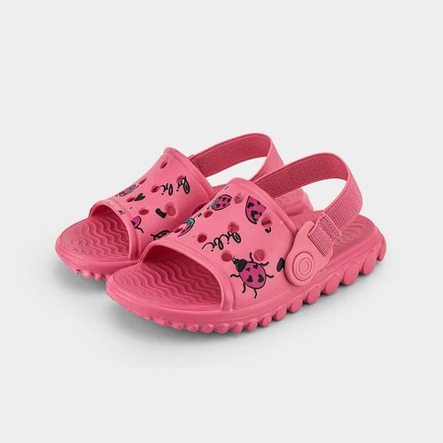 Chinelo Infantil Bibi Sun Slide Rosa Estampa Joaninha