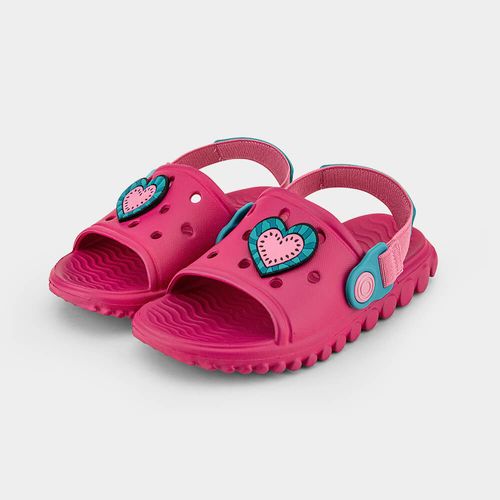 Chinelo Infantil Bibi Sun Slide Rosa de Coração