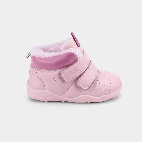 Abotinado Infantil Bibi Fisioflex Originals Rosa com Pelinho