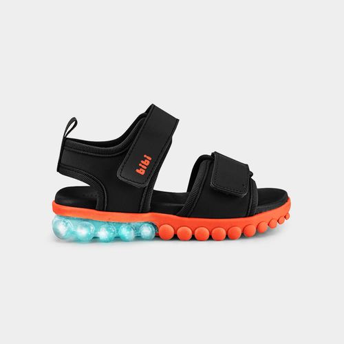 Sandália Infantil de Luz Bibi Summer Roller Light Preto e Fire