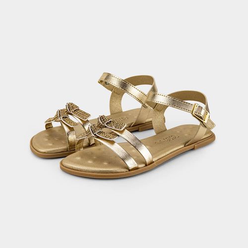 Sandália Infantil Bibi Shine Kids Dourada com Laço
