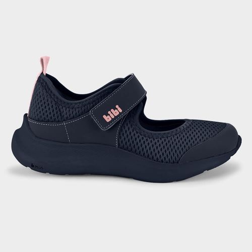 Tênis Infantil Bibi Action Azul Marinho com Rosa de Tira