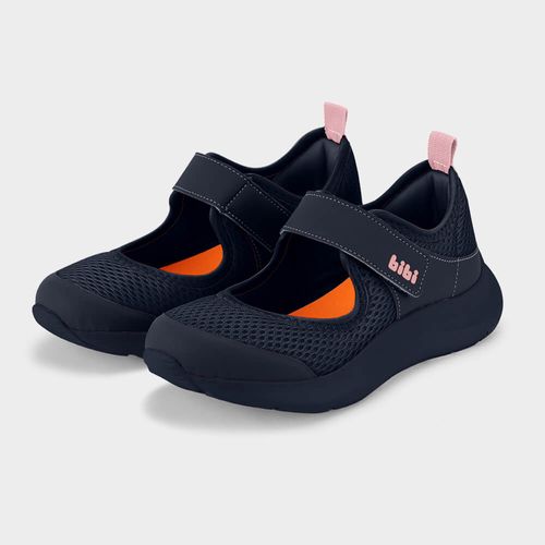 Tênis Infantil Bibi Action Azul Marinho com Rosa de Tira