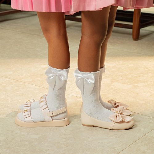 Sandália Infantil Bibi Plataforma Rosa de Laço
