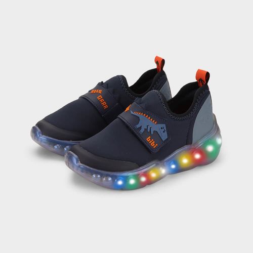 Tênis Infantil de Luz Bibi Roller Celebration 3.0 Azul Marinho de Dino