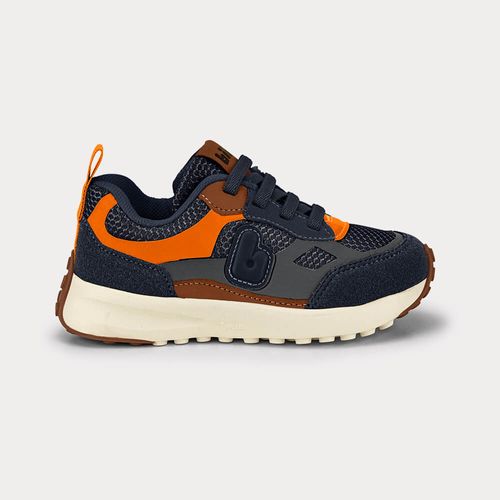 Tênis Infantil Bibi Jogging Azul Marinho com Laranja