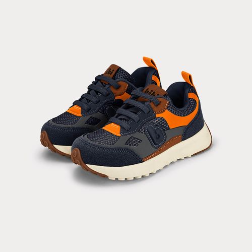 Tênis Infantil Bibi Jogging Azul Marinho com Laranja