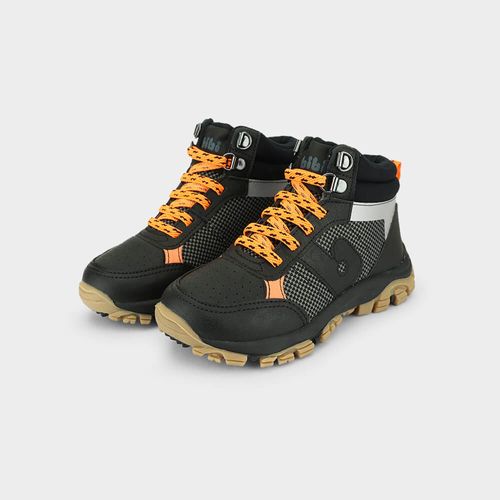 Abotinado Infantil Bibi Trail Preto com Laranja