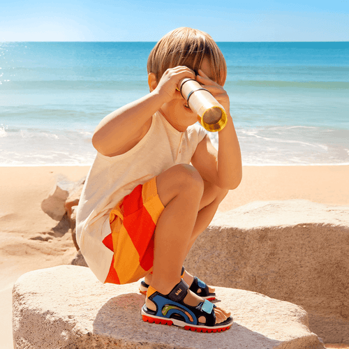 Sandália Infantil Bibi Summer Roller Sport 2.0 Azul com Laranja