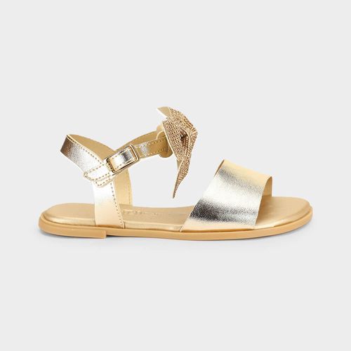 Sandália Infantil Bibi Shine Kids Dourada com Laço