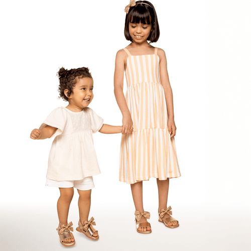 Sandália Infantil Bibi Shine Kids Dourada com Laço