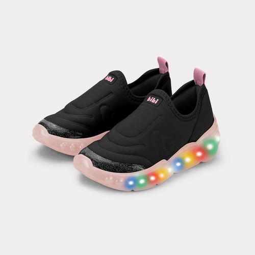 Tênis Infantil de Luz Bibi Roller Celebration 3.0 Preto com Rosa