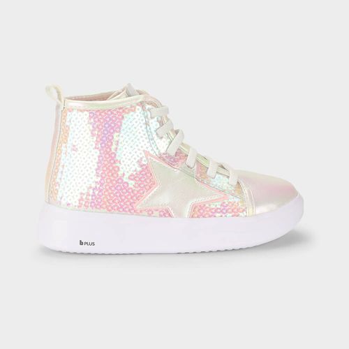 Abotinado Infantil Bibi Glam Branco Perolizado de Lantejoulas