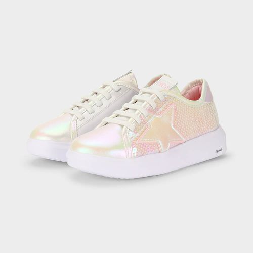 Tênis Infantil Bibi Glam Branco Perolizado de Brilho