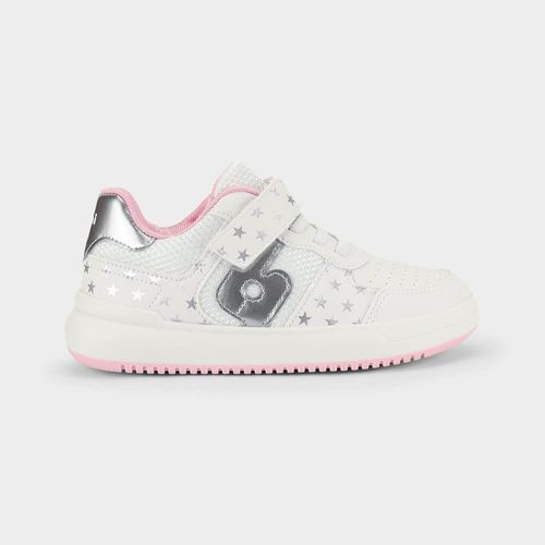 Tênis Infantil Bibi B College Branco com Prata de Estrelas
