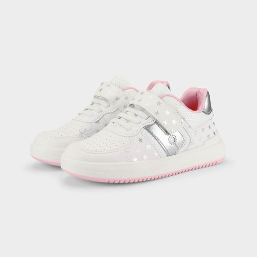 Tênis Infantil Bibi B College Branco com Prata de Estrelas