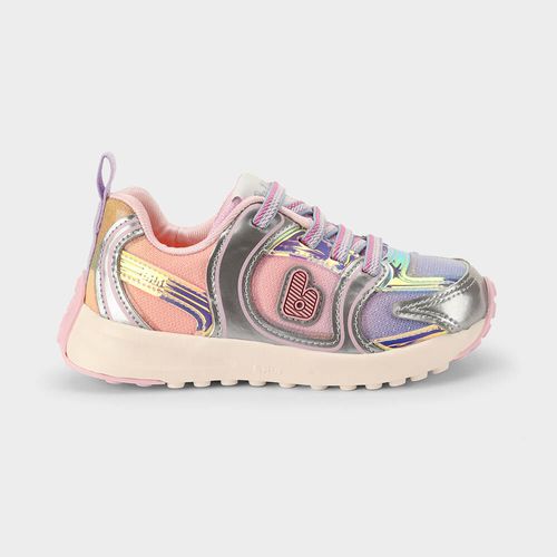 Tênis Infantil Bibi Jogging Prata com Rosa