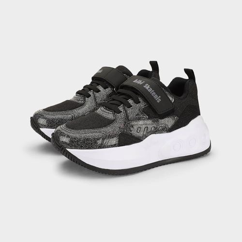 Tênis Infantil de Rodinhas Bibi Skatenis Preto com Glitter