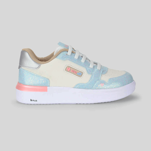 Tênis Infantil Bibi Glam Branco com Azul e Glitter