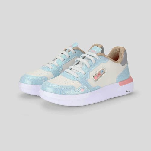 Tênis Infantil Bibi Glam Branco com Azul e Glitter