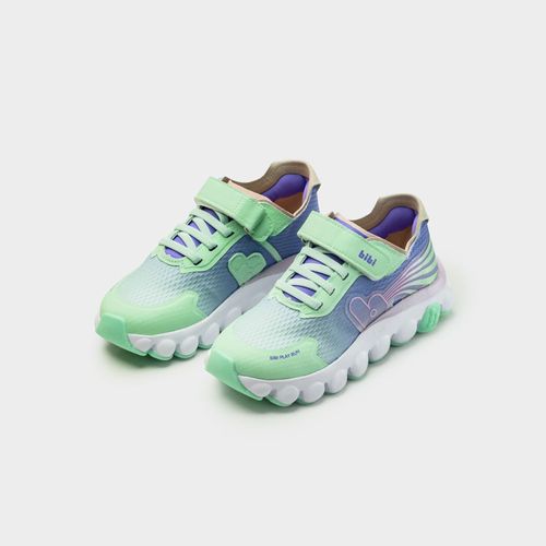 Tênis de Corrida Infantil Bibi Play Run Verde com Lilás