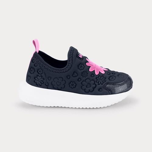 Tênis Infantil Bibi Flash Azul Marinho com Flores