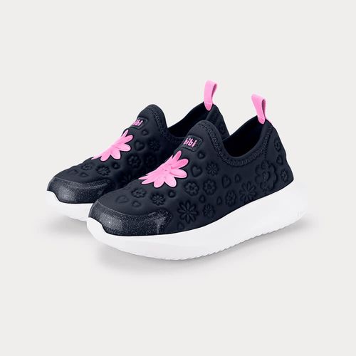 Tênis Infantil Bibi Flash Azul Marinho com Flores