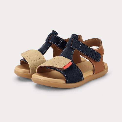 Sandália Infantil Bibi Baby Soft II Azul com Marrom