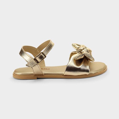 Sandália Infantil Bibi Shine Kids Dourada com Laço