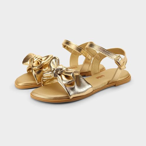 Sandália Infantil Bibi Shine Kids Dourada com Laço