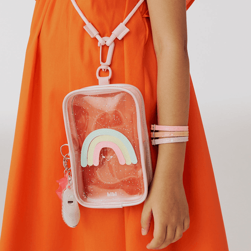 Bolsa Infantil Feminina Bibi Rosa com Arco-Íris