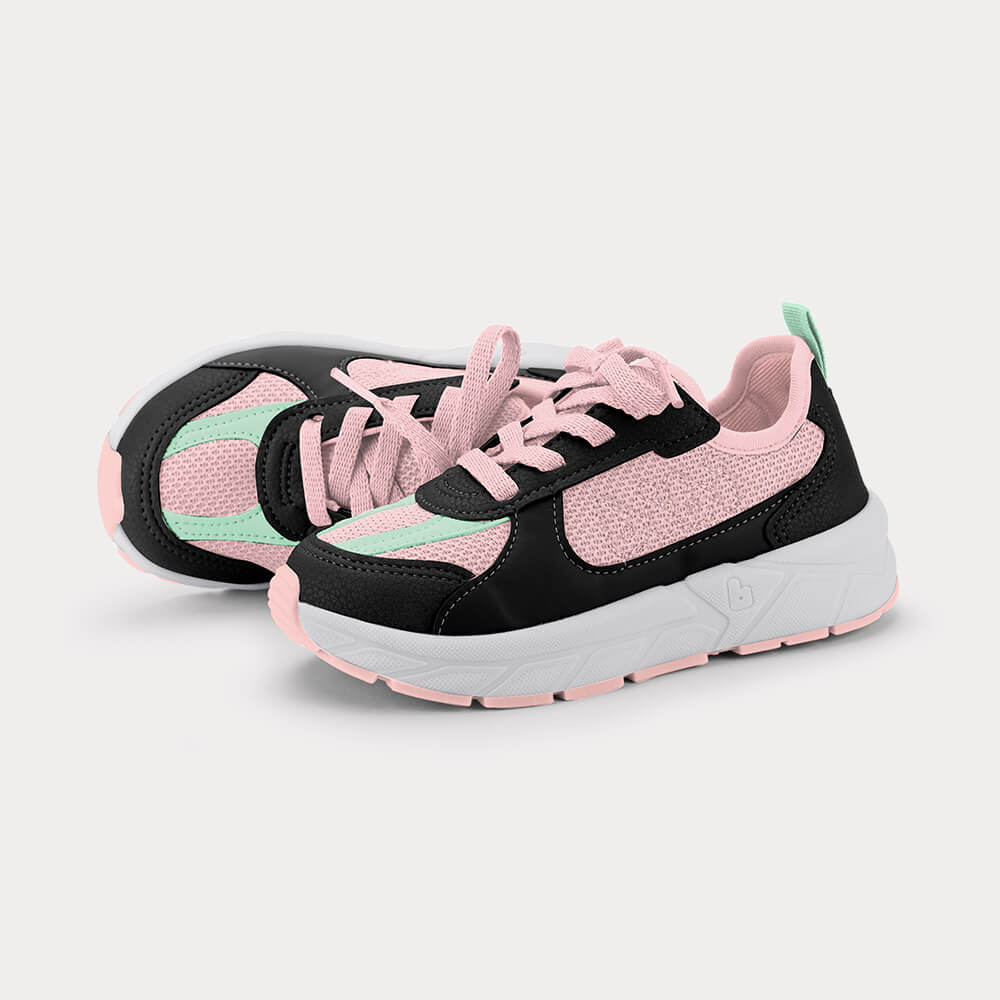 Tênis Escolar Infantil Feminino Bibi B Flow Rosa e Preto - Calçados Bibi
