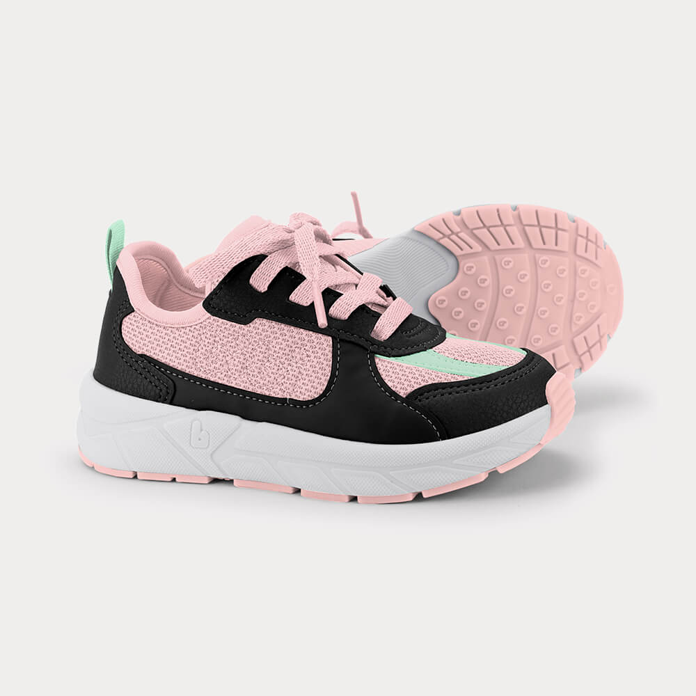 Tênis Escolar Infantil Feminino Bibi B Flow Rosa e Preto - Calçados Bibi