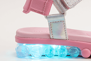 luzinha em led da sandália para meninas